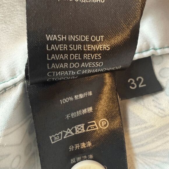 PullIn Men's Geometric Print Stretch Drawstring Swim Trunks Green Size 32 - Picture 5 of 9